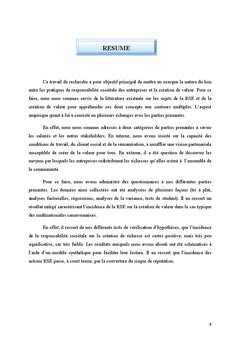 Responsabilite societale de l'entreprise et creation de valeur