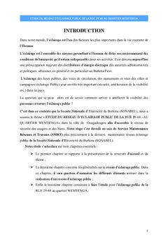 Étude du Réseau d'éclairage de la rue 2968 au quartier wemtenga