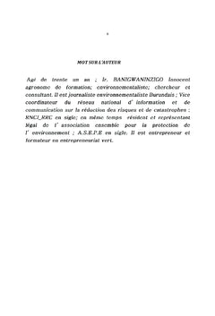 Analyse des effets de la degradation des sols Burundais: province Buja