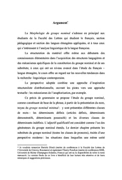 MORPHOLOGIE DU GROUPE NOMINAL (Théorie et pratique)