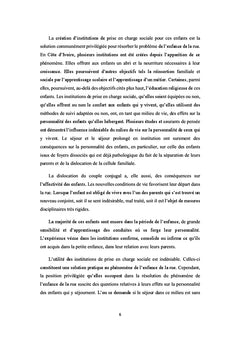 Séjour en institution et personnalité chez les enfants de la rue