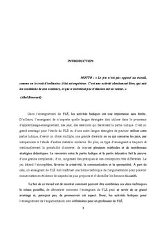 Activités ludiques pour l'enseignement de l'argumentation