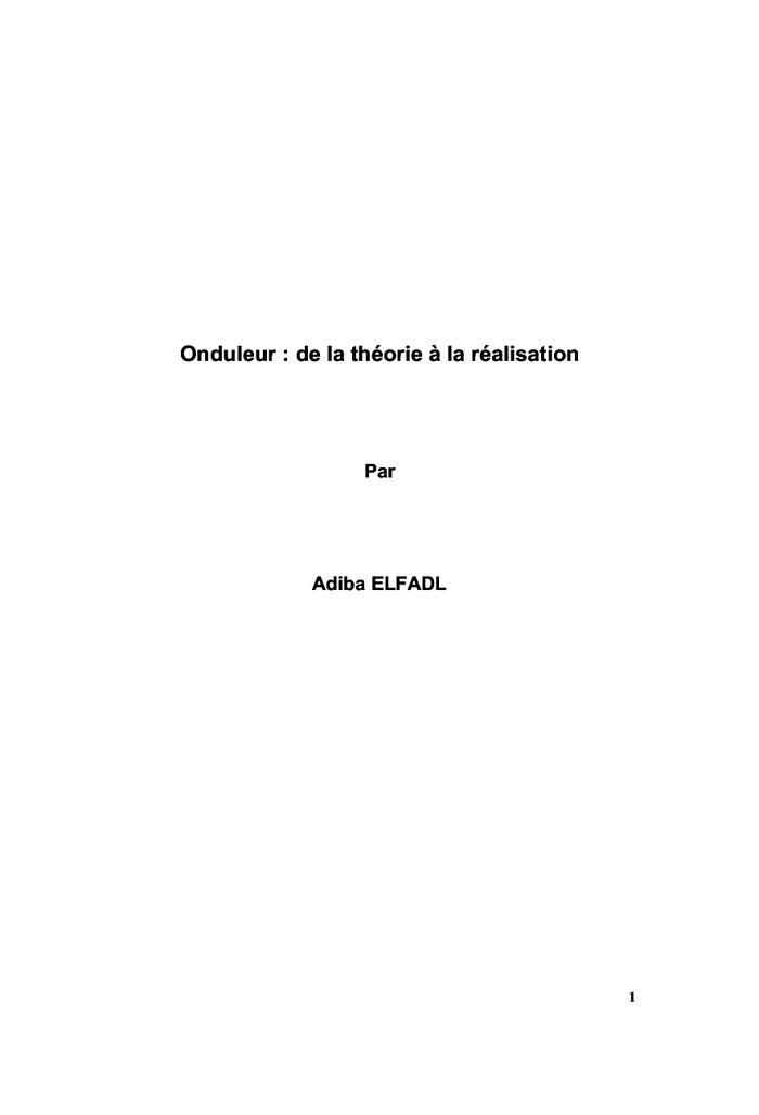 Onduleur: de la théorie à la réalisation