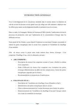 Optimisation d'énergie (Réseau d'Air comprimé, chauffage d'eau)