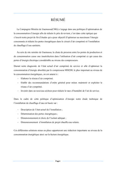 Optimisation d'énergie (Réseau d'Air comprimé, chauffage d'eau)