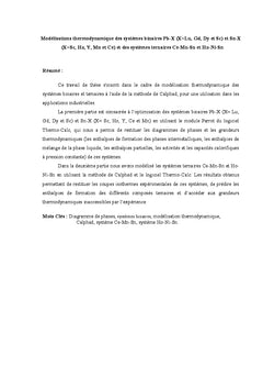 Modélisation thermodynamique des systèmes binaires et ternaires