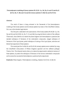 Modélisation thermodynamique des systèmes binaires et ternaires