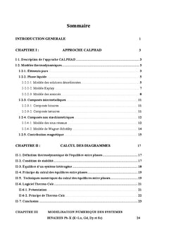 Modélisation thermodynamique des systèmes binaires et ternaires