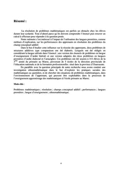 La resolution de problemes mathematiques du champ conceptuel additif