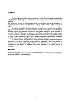 La resolution de problemes mathematiques du champ conceptuel additif