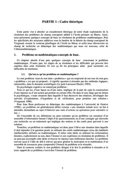 La resolution de problemes mathematiques du champ conceptuel additif