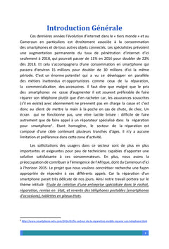 Etude de création d'une entreprise de réparation,