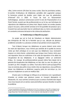 Etude de création d'une entreprise de réparation,