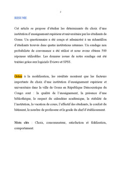 Facteurs de choix d'une institution d'enseignement universitaire