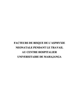 Facteurs de risque de l'asphyxie néonatale pendant le travail