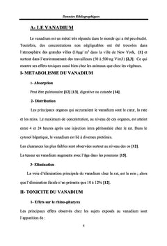 Effet protecteur de l'Epigallate (EGCG) contre la toxicité du vanadium