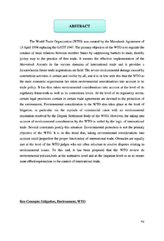 La protection de l'environnement dans le contentieux de l'ORD de l'OMC