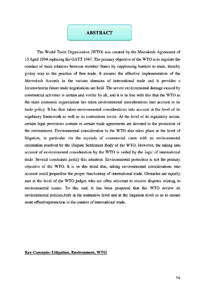 La protection de l'environnement dans le contentieux de l'ORD de l'OMC