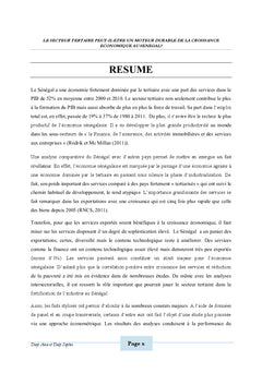 Secteur tertiaire et croissance économique au Sénégal