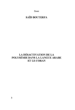 La desactivation de la polysemie dans la langue arabe et le Coran