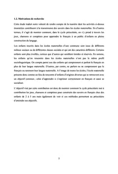 L'Usage des jeux, chansons et comptines au prescolaire