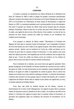 Femme et Microfinance en milieu urbain