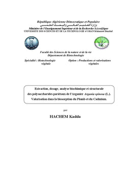 Les polysaccharides pariétaux de l'Arganier