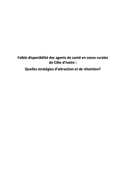Faible disponibilité des agents de santé (zones rurales Côte d'Ivoire)