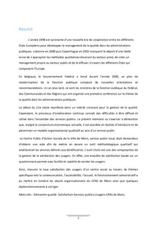 Mise en place d'une démarche qualité au sein du CPAS de Mons