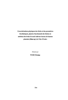 Caracterisations des fruits de cultivars locaux de banane plantain