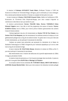 Caracterisations des fruits de cultivars locaux de banane plantain