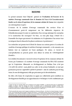 Maîtrise d'Ouvrage Communale dans le domaine de l'AEPA