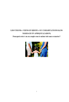 Les Unions "Viens on reste" ou cohabitations sans mariage en Afrique
