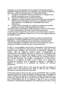 Intégration de la nutrition dans l'Agriculture