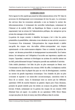 Gestion des risques dans l'univers des télécommunications