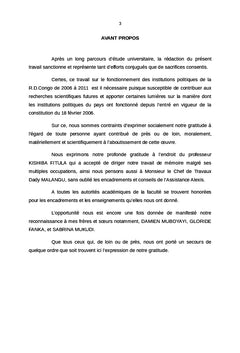 Le fonctionnement des institutions politiques au Congo-Kinshasa