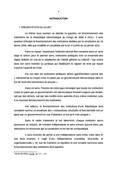 Le fonctionnement des institutions politiques au Congo-Kinshasa