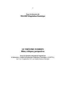LE THÉÂTRE IVOIRIEN Bilan, critiques, perspectives