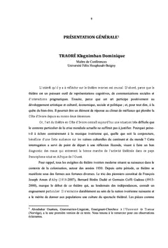 LE THÉÂTRE IVOIRIEN Bilan, critiques, perspectives