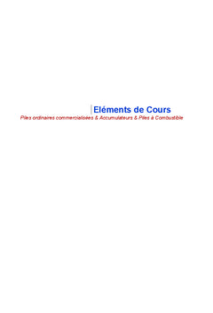 Les générateurs électrochimiques