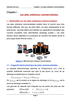 Les générateurs électrochimiques