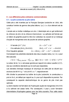Les générateurs électrochimiques
