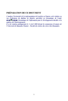 Analyse Territoriale de la Reglementation des Peches en Tunisie