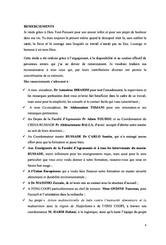 Contribution de cultures maraîcheres A la securite alimentaire