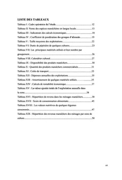Contribution de cultures maraîcheres A la securite alimentaire