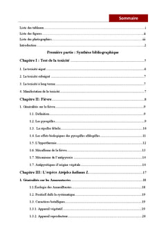 Recherche de la toxicité aiguë et de l'activité antipyrétique