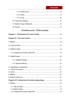 Recherche de la toxicité aiguë et de l'activité antipyrétique