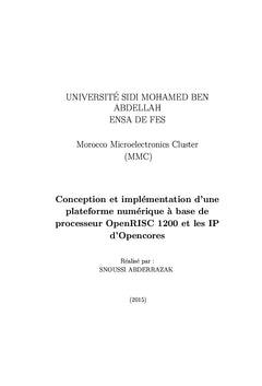 Concetpion d'un SoC à base d'IP Opencores (OpenRISC 1200 processeur)