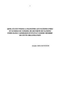 Quel statut pour la Palestine et rôle du conseil de sécurité