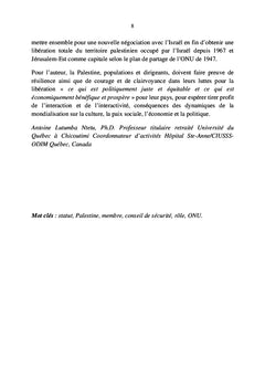 Quel statut pour la Palestine et rôle du conseil de sécurité